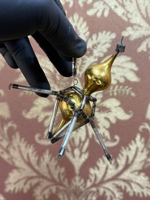 Vintage Rare XMAS Decor CHRISTMAS Glass Ornament, Space Satelitte USSR , 25/21