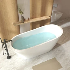 67"Acrylic Special-shaped Freestanding Slipper Bathtub Soaking Tub Gloss White