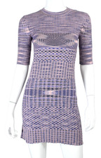 MISSONI 1,120 Purple  Blue Mixed Pattern Wool Knit Mini Dress 38 NEW