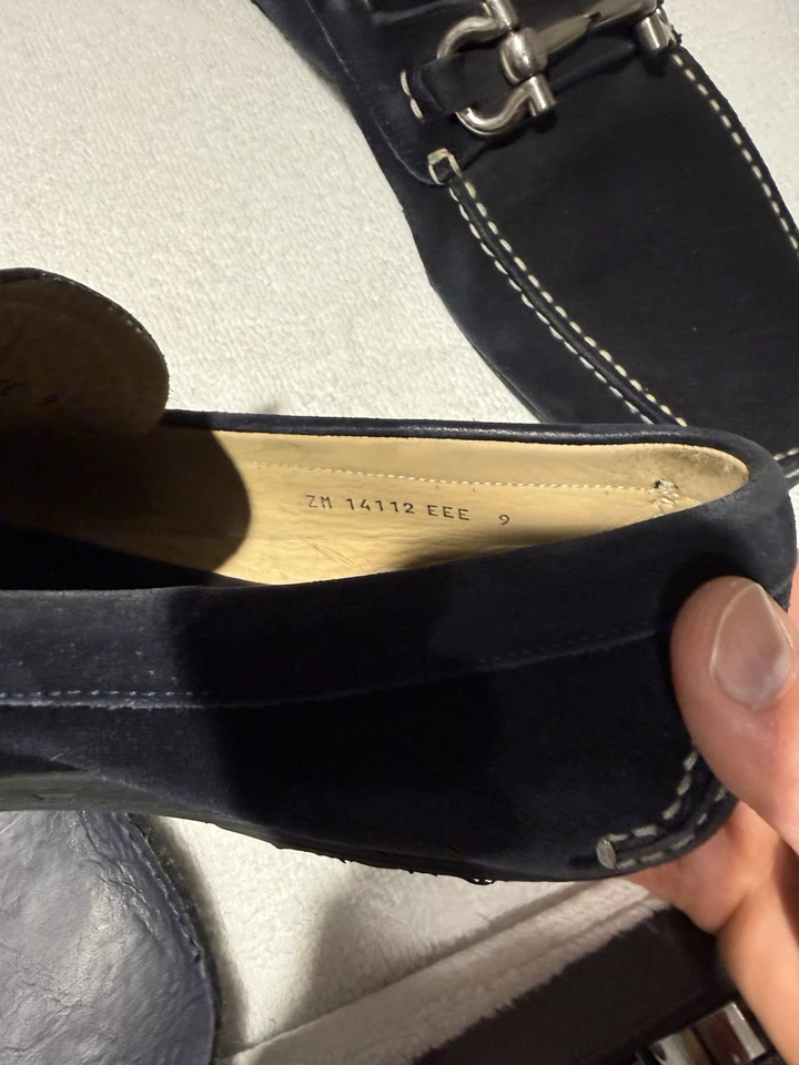 Zapato de Conducción Salvatore Ferragamo Gamuza Azul Marino Talla 9 EEE Foto 4 de 4