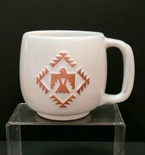 Frankoma Large Thunderbird Eagle Cream Pottery Mug Southwest Terra Cotta