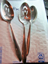 PROFILE by Oneidacraft Deluxe Stainless 2 PIERCED SERVING SPOONS 1 SOUP SPOON
