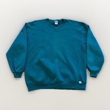 Vintage Russell Athletic Sweatshirt Mens XL Green Blank Fleece Crewneck 90s