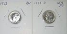 1963 and 63d Roosevelt Dimes  BU
