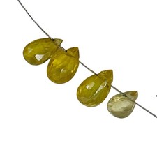 Sapphire AAA Faceted 1.9cts Parcel Briolette Beads 6x4 to 5x4mm Yellow 4