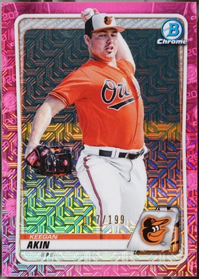 2020 Bowman Chrome - Prospects Mojo Refractor Pink #BCP-196 Keegan Akin /199 NM