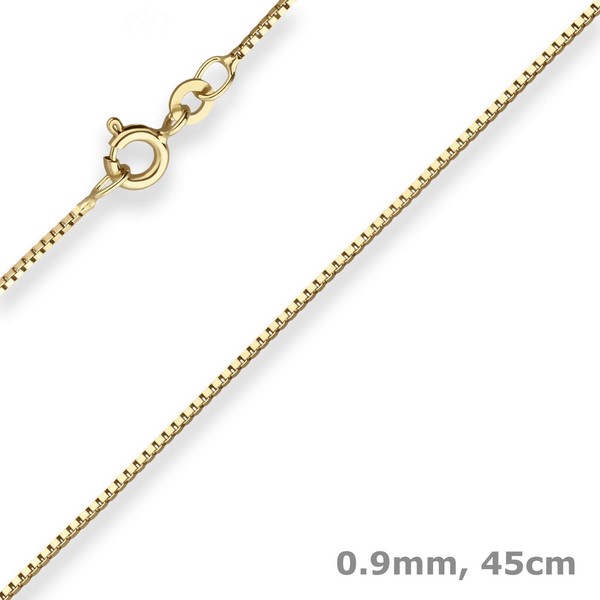 0,9Mm Veneziakette Collier Halskette Aus 333 Gold Gelbgold 45Cm Mit ZwischenöSe-image