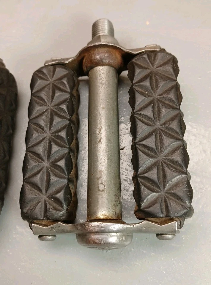 Pedales bloque gofre bicicleta Schwinn 1/2" hechos en Alemania vintage 1967* Foto 3 de 4