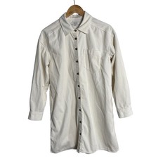 Madewell Womens Cream 🤍 Corduroy Button Up Shirt Dress Ribbed Long Sleeve Small