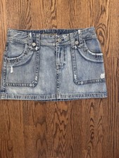 American Eagle Vintage Y2K Size 6 Micro Mini Low Rise Distressed Denim Skirt