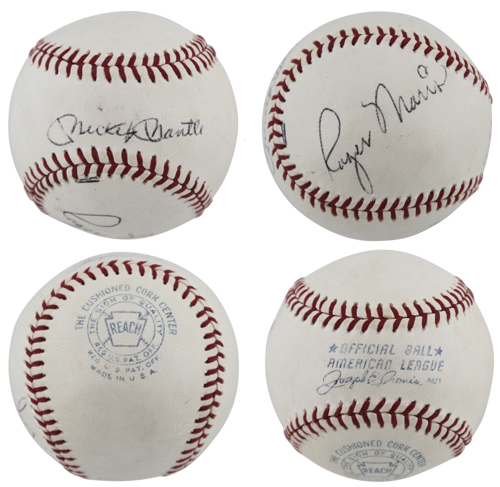 Mickey Mantle & Roger Maris Autographed Signed New York Yankees Yankees Authentic Oal Baseball JSA #Y25347 