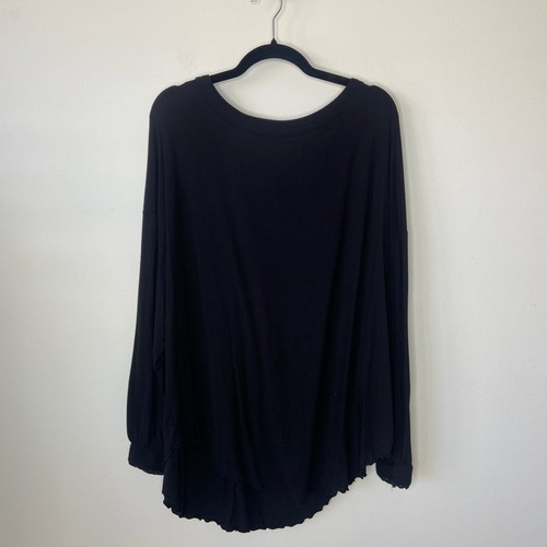 Free People Shimmy Shake Long Sleeve Black Top Size Large - Picture 2 of 5