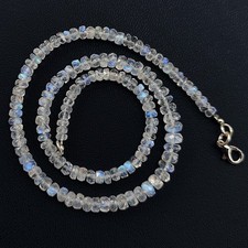 AAA++ Llamativos Collares con Cuentas de Piedras Preciosas Rondelle Facetadas Piedra Lunar Arco Iris 18""