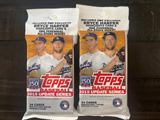 Lot of (2) 2019 Topps Update Series Baseball Cards Factory Sealed Cello Fat Pack