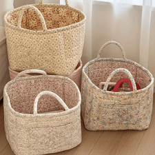 Rustic Floral Fabric Storage Basket Portable Washable Organizer Laundry Bin