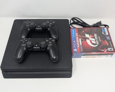Sony PS4 Slim 1TB Console Bundle w/ 2 Controllers   Tested   Factory Reset