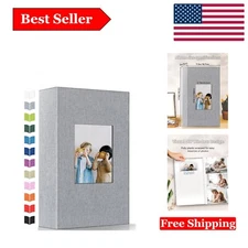 Elegant Linen Photo Album with 300 Pockets & Front Window