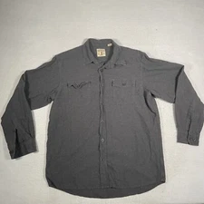 Redhead Bass Pro Flannel Shirt Mens Size Large Charcoal Heavy Cotton Long Sleeve