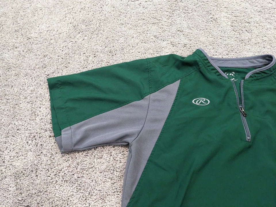 Camisa de calentamiento de béisbol RAWLINGS DE COLECCIÓN para hombre mediana en blanco mangas cortas 1/4 cremallera Foto 3 de 4