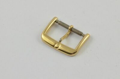 OMEGA LEDER ARMBAND DORNSCHLIESSE CLASP BUCKLE 14MM STAHL VERGOLDET 9