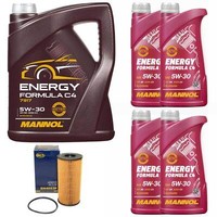MotoröL Set Mannol 5W30 Energy Formula C4 9 Liter + ÖLfilter FüR Renault Laguna