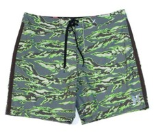 Hurley Phantom Flammo Tiger Green 4-Way Stretch Boardshorts Swim Trunks Mens NWT