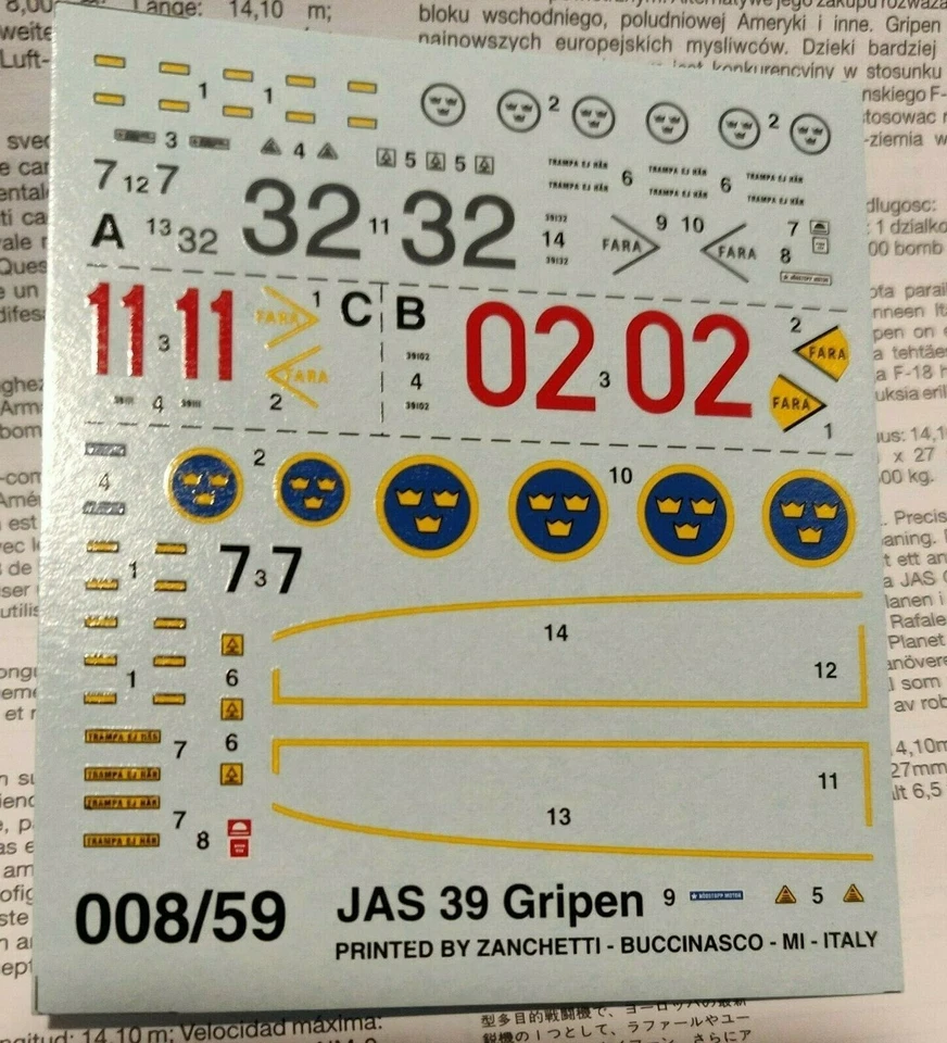 Italeri SAAB JAS 39 GRIPEN 008 senza scatola 1/72 no box rare - Immagine 4 di 4