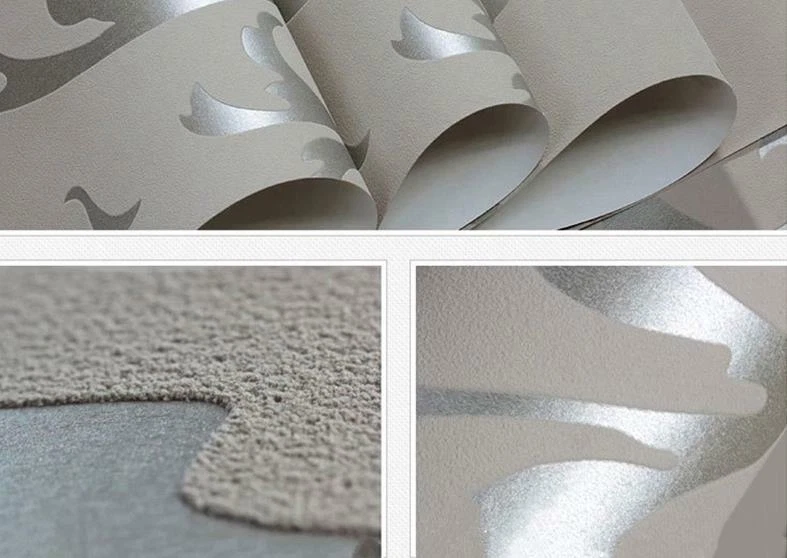 1M Metallic Textured Wallpaper Victorian Embossed Damask Roll Home Decor Floral - Image 2 of 4