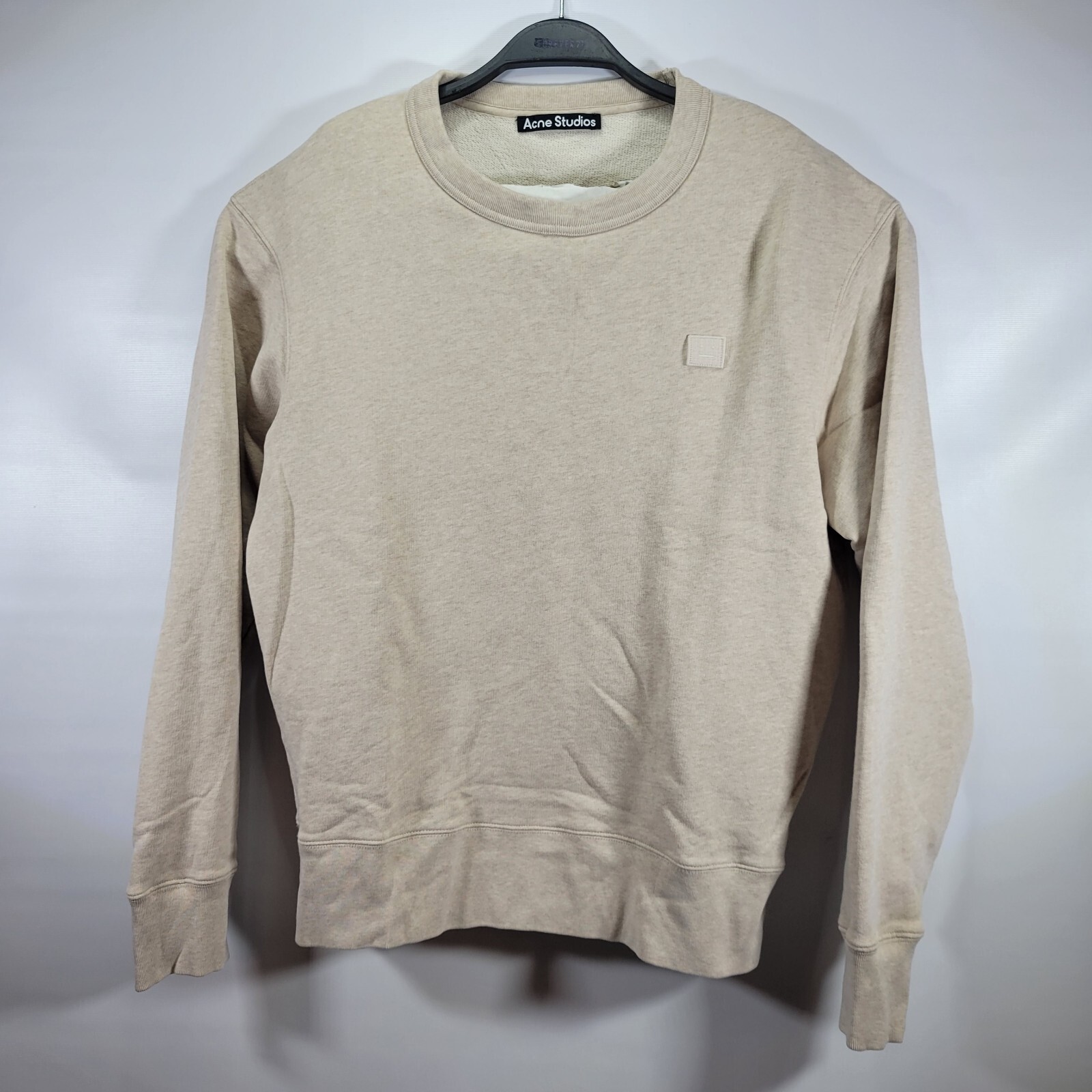 ACNE FAIRVIEW FACE BOX PATCH BEIGE PULLOVER 100% … - image 2