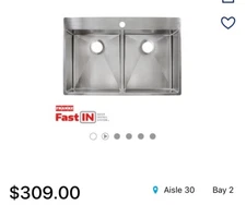 Frankie Professional Series Double Bowl Kitchen Sink A Frame Design 1Faucet Hole