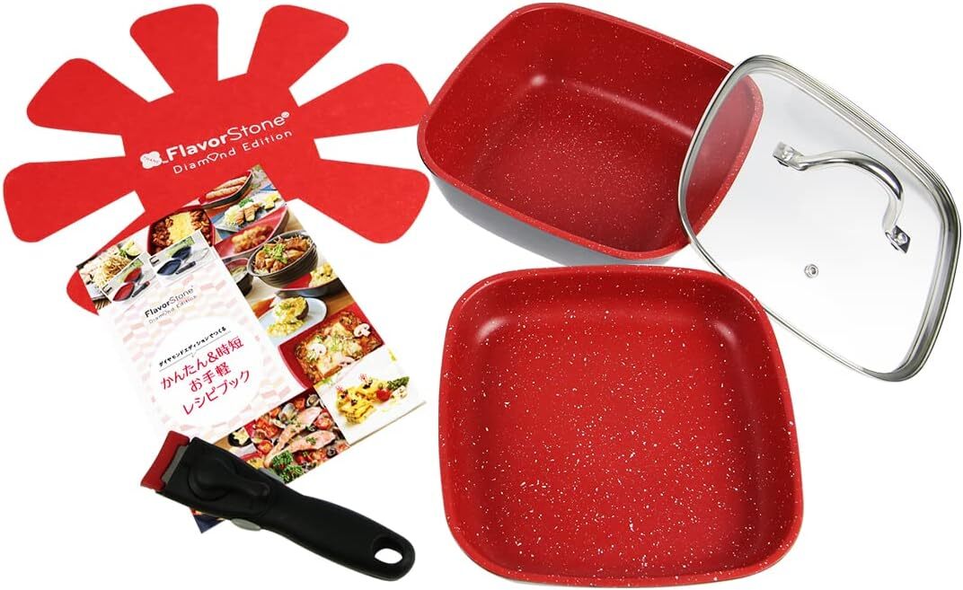 FLAVOR STONE Diamond Edition 6 Piece Set Red Non Stick Frying Pan