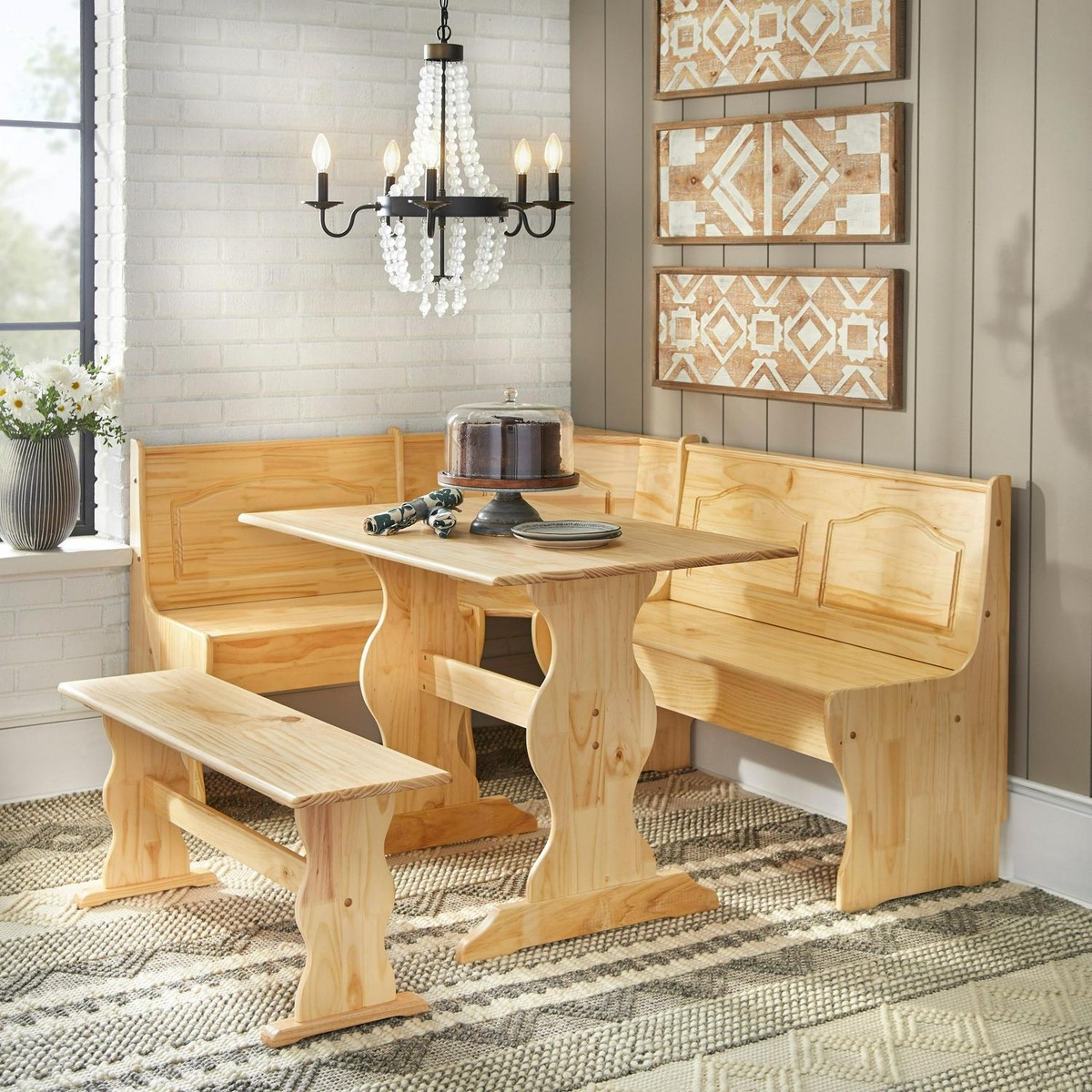 Corner Dining Set Country Nook Table Country Style Natural Pine