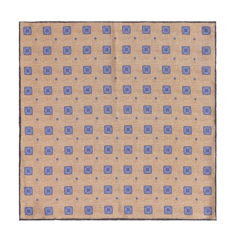 Pañuelo de sarga de seda para hombre marrón amarillento floral cuadrado de bolsillo 30 cm 11,8 pulgadas Foto 2 de 4