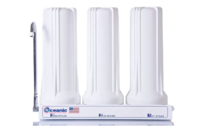 OCEANIC Triple Counter Top Water Filter System: Fluoride Multi Stage Filtration