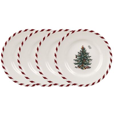 Spode Christmas Tree Peppermint Canape Plates - Set of 4