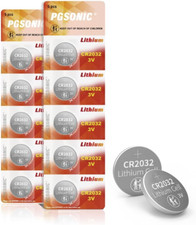 PGSONIC CR2032 3V Lithium Battery 10Pcs , Compatible with Airtag, Key Fobs, Sma