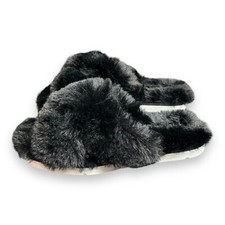 Dolce Vita Women's Fashion Slipper, Black Faux Fur US 6