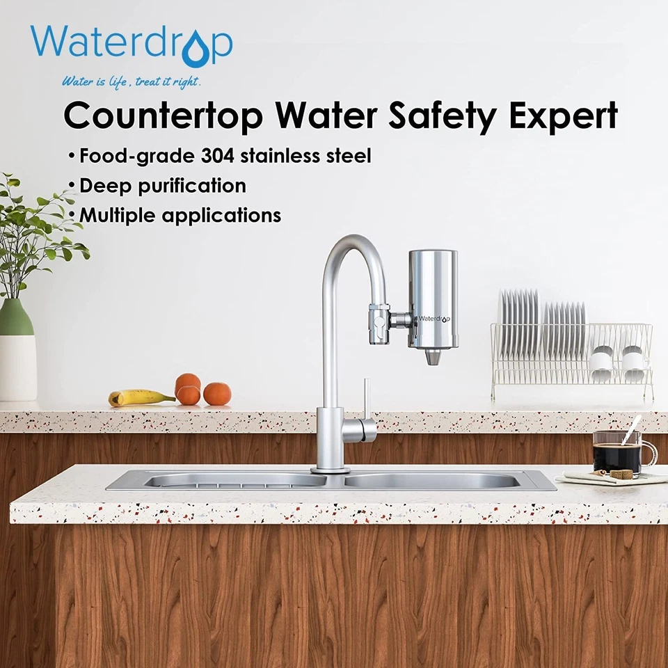 Waterdrop WD-FC-06 Stainless-Steel Faucet Water Filter,Tap Water Filter,1 Filter - Image 2 of 4