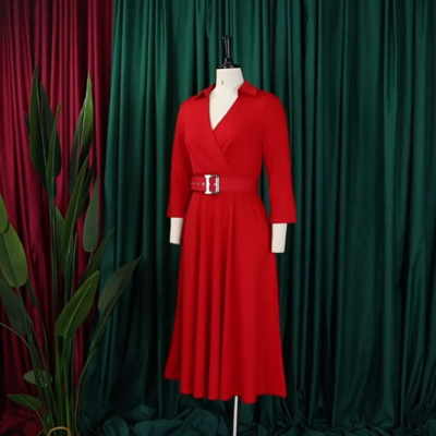 Womens Elegant Pleated Dress Half Sleeve Summer Lapel Collar Button Dresses  | eBay
