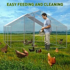 Large Strong Metal Chicken Coop Walk-in Poultry Cage Runs Hen House All Season