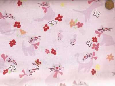 Paris Paws pink cats kittens flowers Alexander Henry fabric 19 inch piece