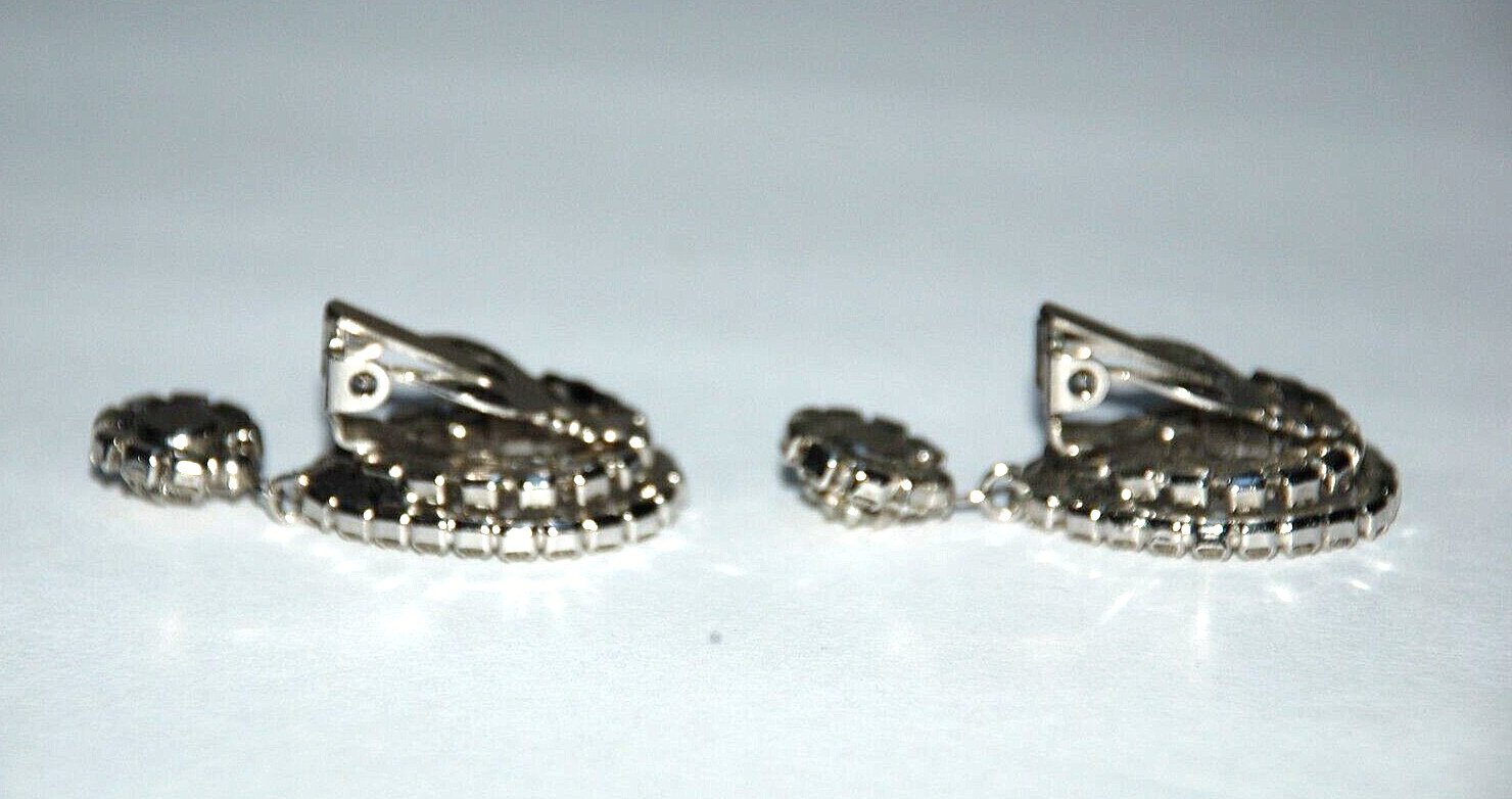 1960's Statement Drop Dangle Earrings Sparkly Rhi… - image 6