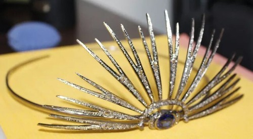 Corona diadema capelli matrimonio zaffiro argento 925 diamante taglio rosa 6,91 ct - Foto 9 di 9