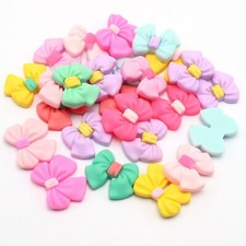 25pcs Mixed Color Flatback Resin Bows Cabochons 24X19mm Embellishment Hair Bows