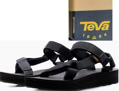 NEW IN BOX WOMENS 10 BLACK 1090969 TEVA MIDFORM UNIVERSAL PLATFORM SANDALS $65