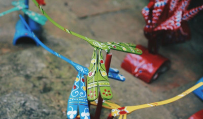 Set of 10 pcs Handmade Bamboo Balancing Painted Dragonfly