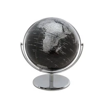 10" 2 Tone Revolving World Globe Table Top Black & Silver Modern Style New 