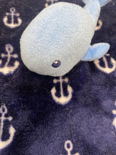 HB Hudson Lovey Baby Blue Whale Anchors Plush Security Blanket Lovie 14x14” - Picture 3 of 9