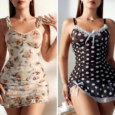 Women's Summer Nightdress Sexy Lace Nighty Halter Nightwear Babydoll Sleepwear