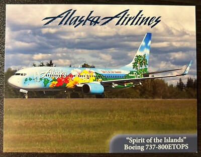 alaska airlines debuts new holographic trading cards celebrating iconic liveries RARE Alaska Airlines 737-800 ETOPS Spirit of the Islands Trading Card